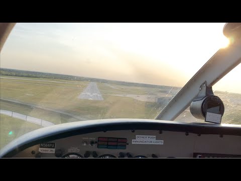 Piper Warrior III Sunset Landing Cockpit View