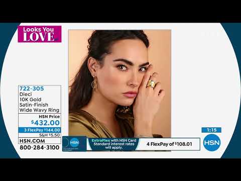 Dieci  10K Gold SatinFinish Wide Wavy Ring