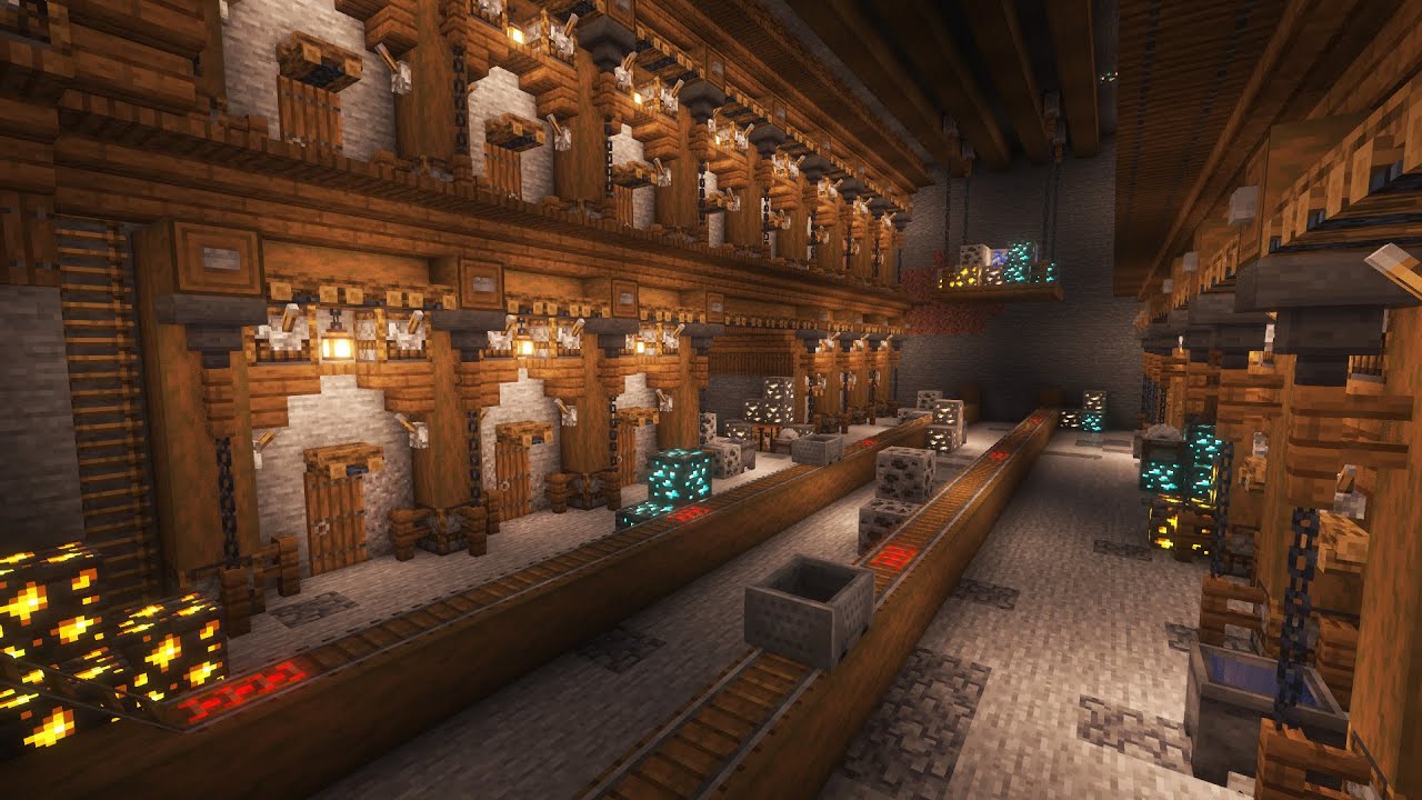 【Minecraft】シンプルでおしゃれ!炭鉱のようなブランチマイニング場の簡単な作り方【マインクラフト】【マイクラ建築】【作り方】【解説 ...
