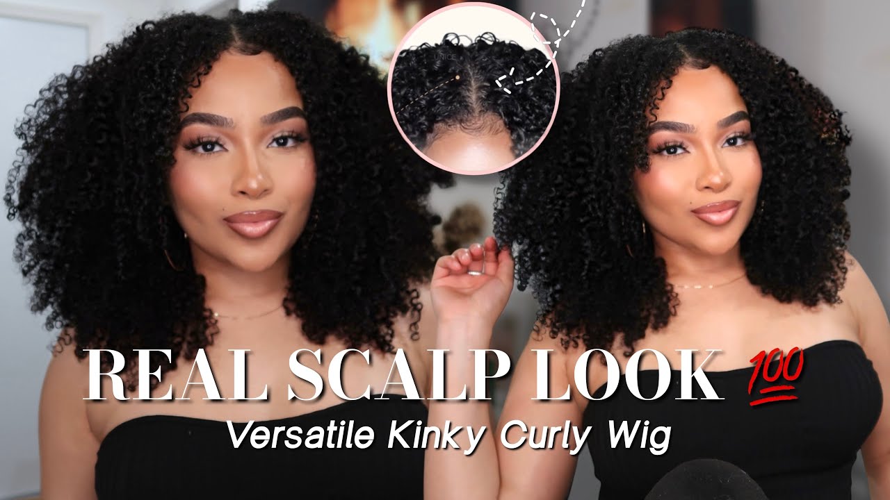 SCALP‼️ The Most Natural Upgrade Kinky Curly V Part Wig Ever! Ft UNice Hair