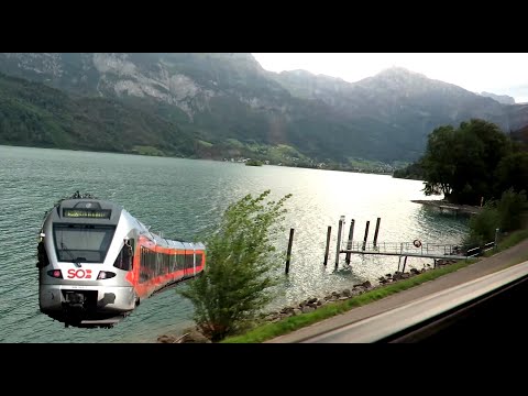 Zug Mitfahrt Ziegelbrücke - Sargans  Mols-Walenstadt  , Train ride, Viagem de trem