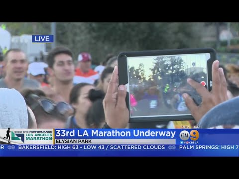 And They're Off! 25K Runners Take Off As LA Marathon Kicks Off At Dodger Stadium
