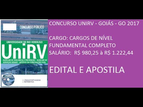 CONCURSO UNIRV GO 2017   CARGOS DE NÍVEL FUNDAMENTAL COMPLETO