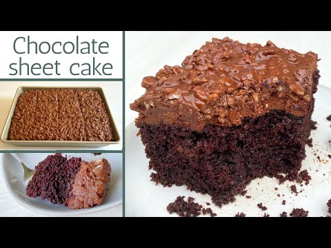 Triple layer chocolate sheet cake.