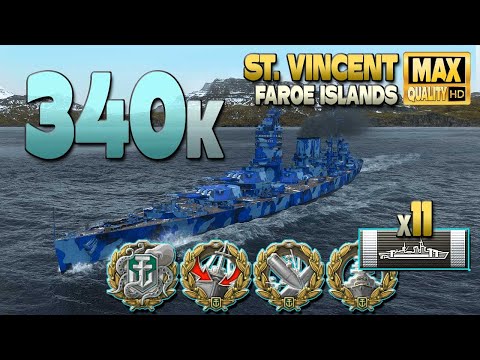 Battleship St. Vincent doing good job on map Faroe Islands - World of Warships
