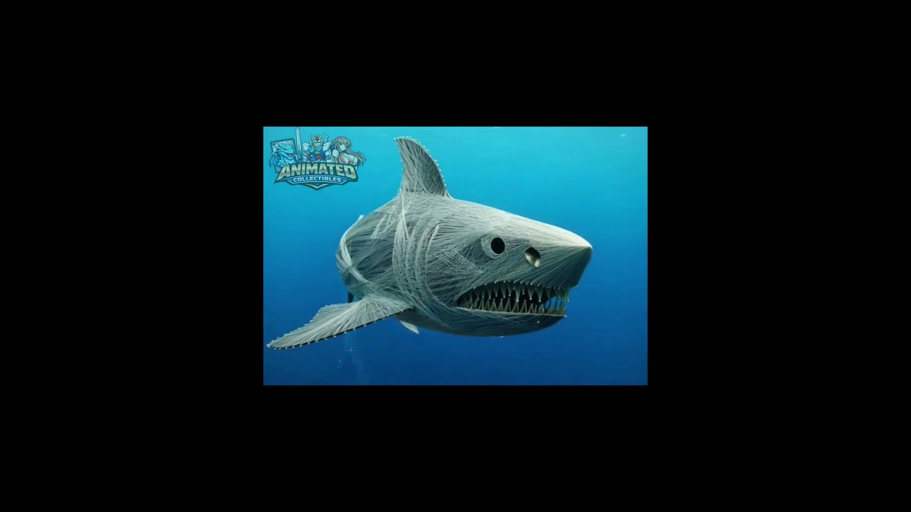 Vintage Shark String Art AI Animated