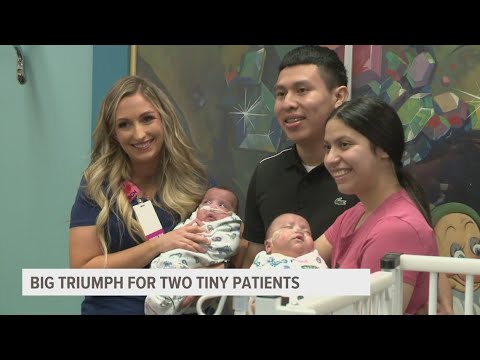 Twins born at 22 weeks to be discharged from Blank Children's Hospital this month