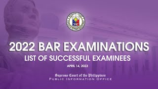 2022 Bar Examinations: List of Successful Examinee