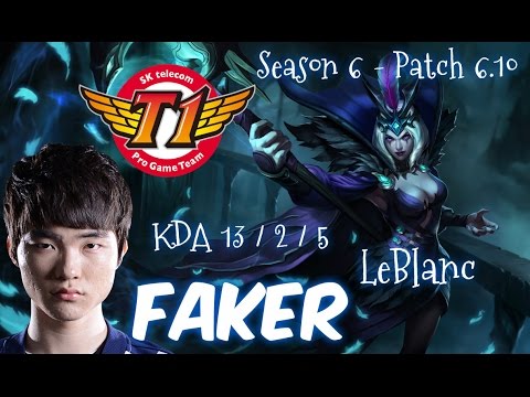 SKT T1 Faker LEBLANC Mid vs Twisted Fate - Patch 6.10 KR | LEague of Legends