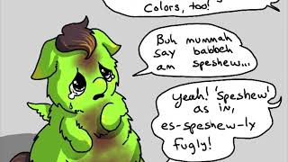 “Especially Fugly”, “When mummah is bad” (art by fiddwe, voiceover by gayroommate) fluffy pony abuse