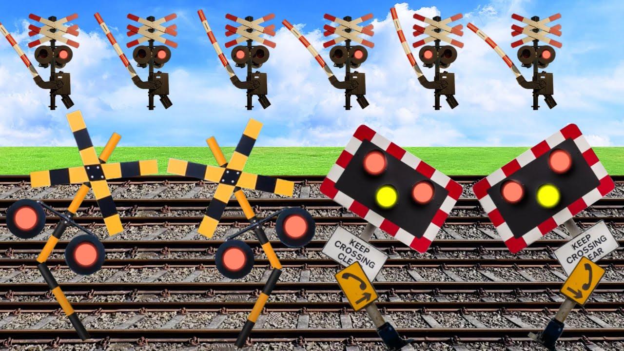 【踏切アニメ】３種類の踏切がポーズを決める踏切カンカン♪Three types of railroad crossings strike a pose♪
