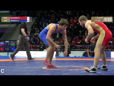 Best Match from Day 1 -- 1/4 FS - 70 kg: I. KASUMOV (RUS) df. O. ABASOV (AZE), 12-4
