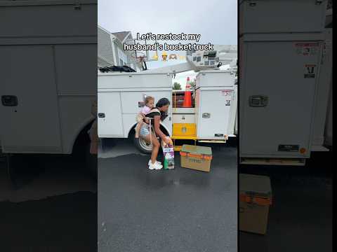 Let’s restock my husbands bucket truck #linewife #bluecollarwife #restock