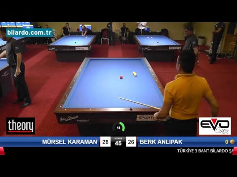 MÜRSEL KARAMAN & BERK ANLIPAK Bilardo Maçı - 2018 ERKEKLER 1.ETAP-3. Tur