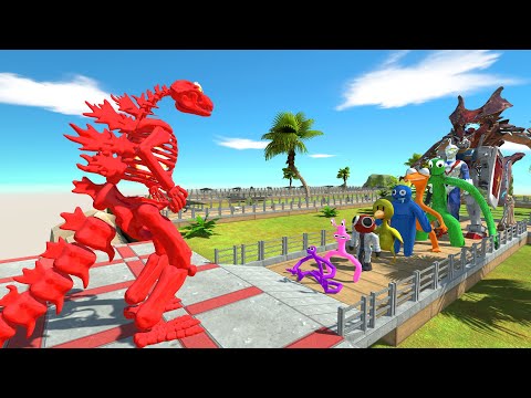Godzilla Skeleton Red vs Rainbow Friends OASIS DEATH RUN - Animal Revolt Battle Simulator