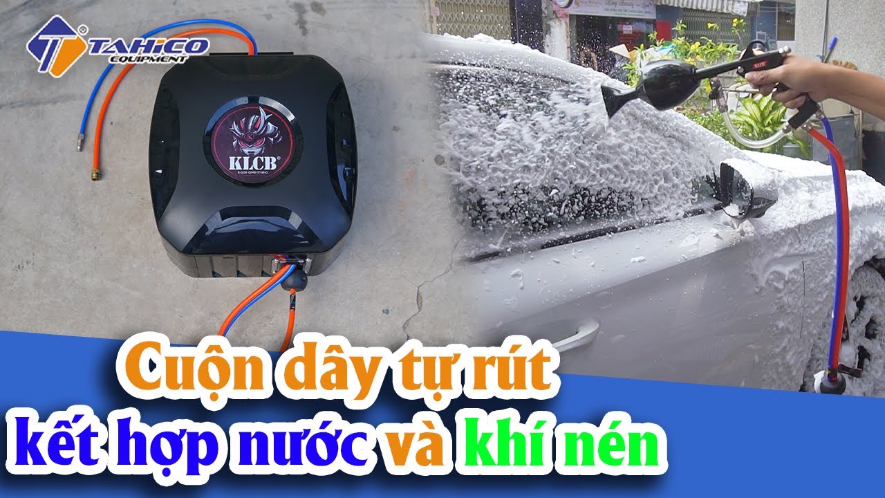 Cuộn dây tự rút kết hợp nước và khí nén tiệm rửa chăm sóc xe 23
