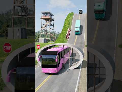 Capsule Bus & Cement Truck vs Drain Pipe Crash #567 #beamngdrive #usa