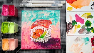 Painting with Jelly Acrylics? Let's paint this cute sushi!