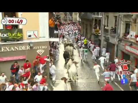 Monday July 7 2014 encierro with Torrestrella bulls in Pamplona