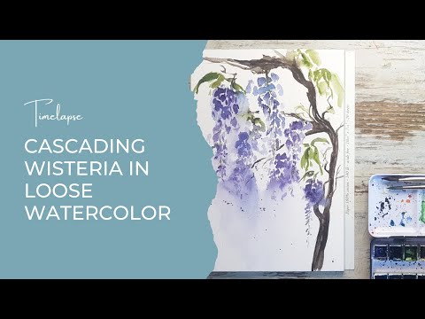 Cascading Wisteria in loose watercolor | Timelapse