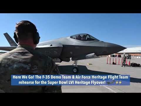 F-35 Demo Team & Air Force Heritage Flight Team Super Bowl Flyover Rehearsal