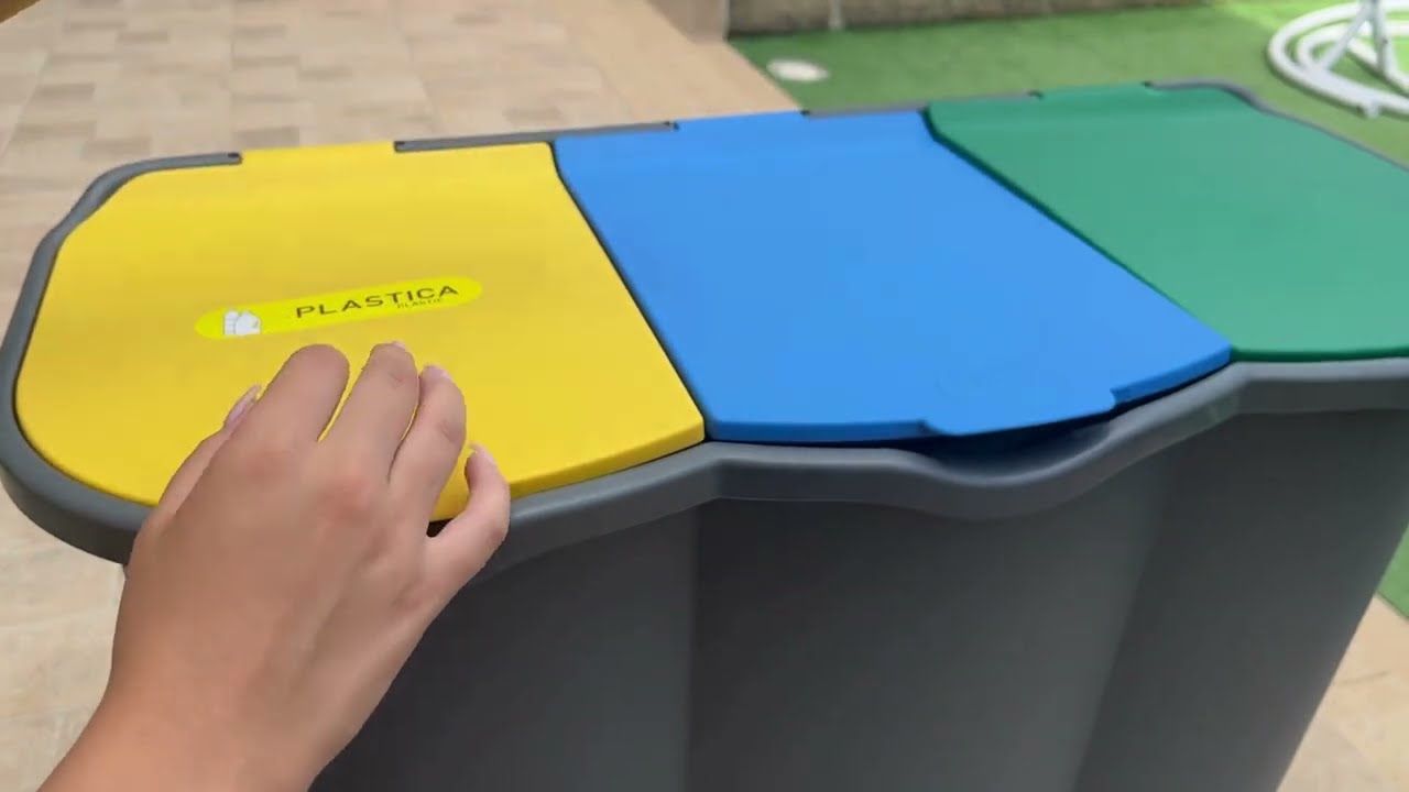 Set 3 Pattumiere Per Raccolta Differenziata 50L - Con Omaggio Bidone Extra