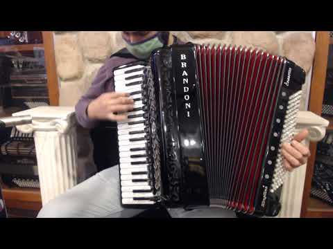 4595 - Black Brandoni 148CL Kingline Cassotto Piano Accordion LMMH 41 120 $7999