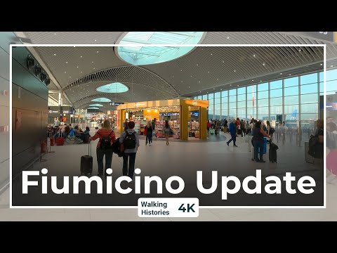 Atualização do Aeroporto Fiumicino de Roma! Passeio a pé em 4K pelo Aeroporto Leonardo da Vinci (viagem para a Itália 2023)