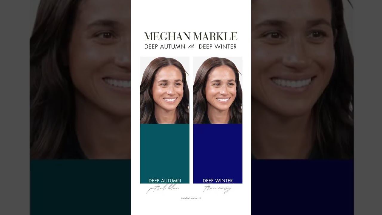 Which colors make Meghan Markle shine — Deep Autumn or Deep Winter? #coloranalysis #meghanmarkle