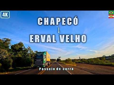 Chapecó ➜ Erval Velho 🇧🇷 | Viagem de Carro por Santa Catarina | 4K + Som Real