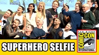 Stan Lee's Superhero Comic Con Selfie with Gambit, X-Men Apocalypse, Deadpool & Fantastic Four Cast