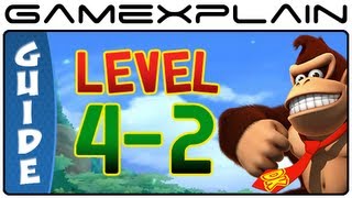 Donkey Kong Country Returns 3D - 4-2 Grip & Trip (Puzzle Pieces, KONG Letters Guide, Walkthrough)