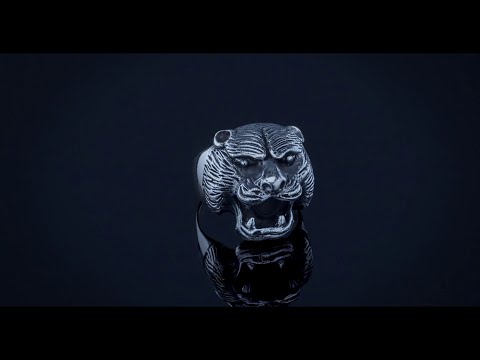 Mens Hunter Animal Big Roaring Bear Ring Oxidized .925 Sterling Silver