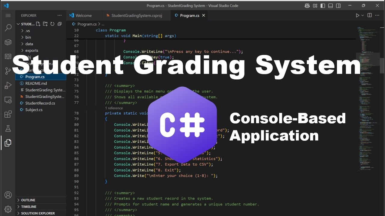 Console Student Grading System application using C-Sharp.