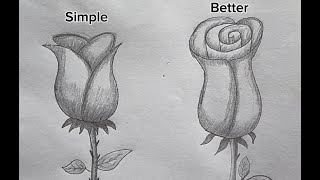 ROSE Drawing Easy | How to Draw a Rose step by step/pencil drawing