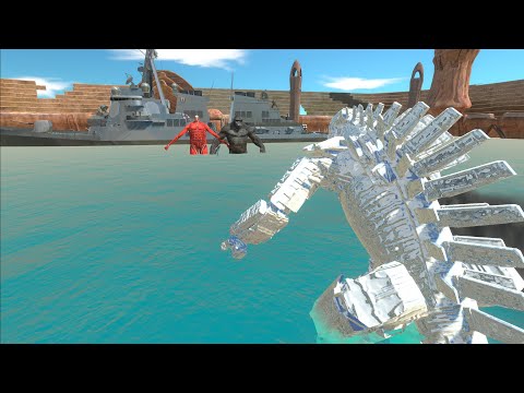 MECHAGODZILLA 2021 WHITE VS COLOSSAL TITAN & KING KONG - Animal Revolt Battle Simulator