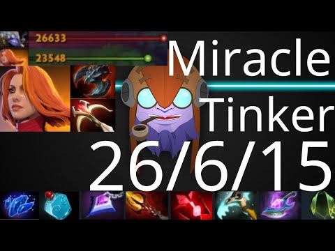 Miracle-  Tinker vs Lina, Monkey King, Nyx Assassin - no boooots - dota2