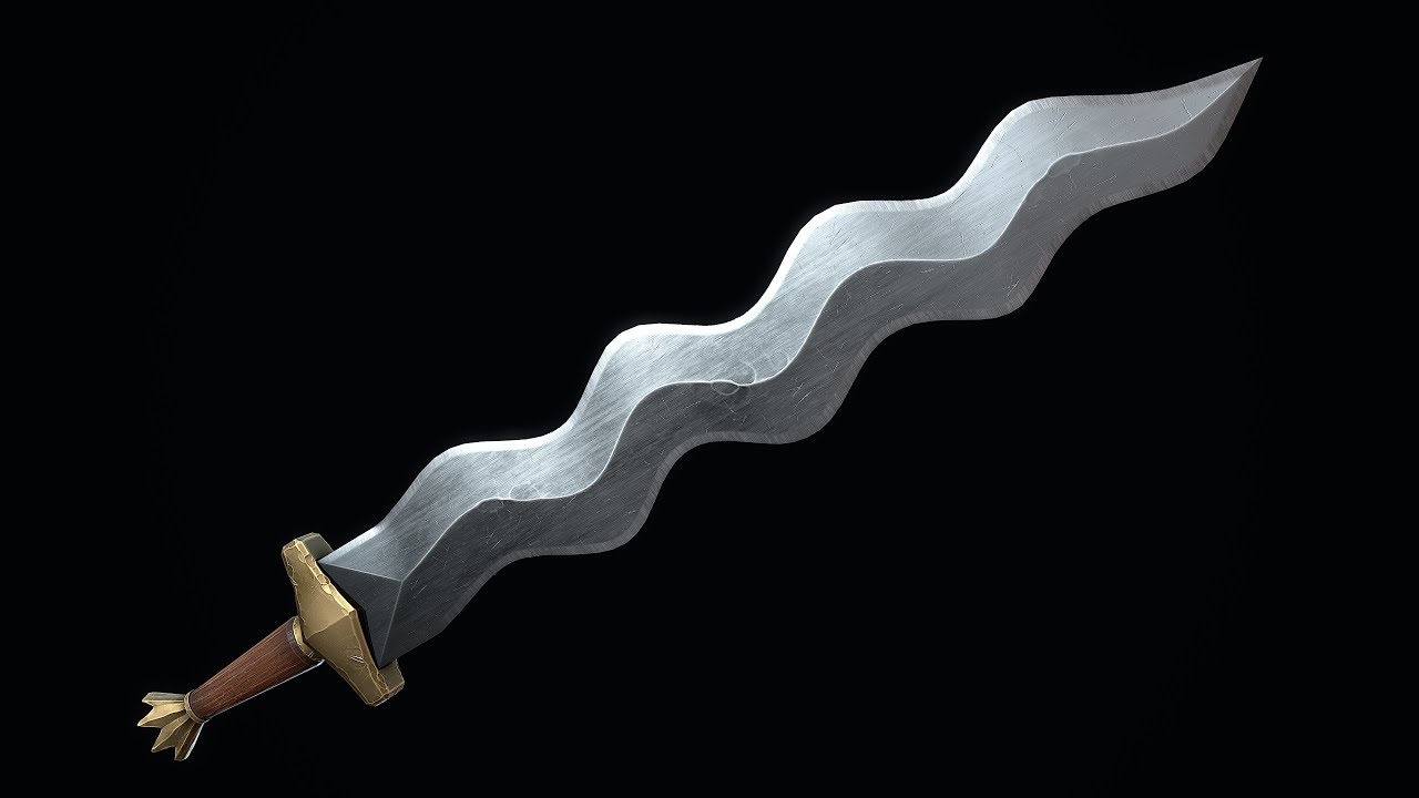 Short Flamberge Sword 3D Model