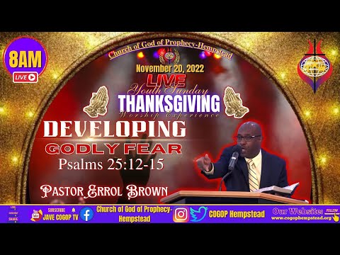 Youth Sunday-11/20/2022 | 8AM | "Developing Goldly Fear" | Pastor Reverend Errol Brown | COGOP