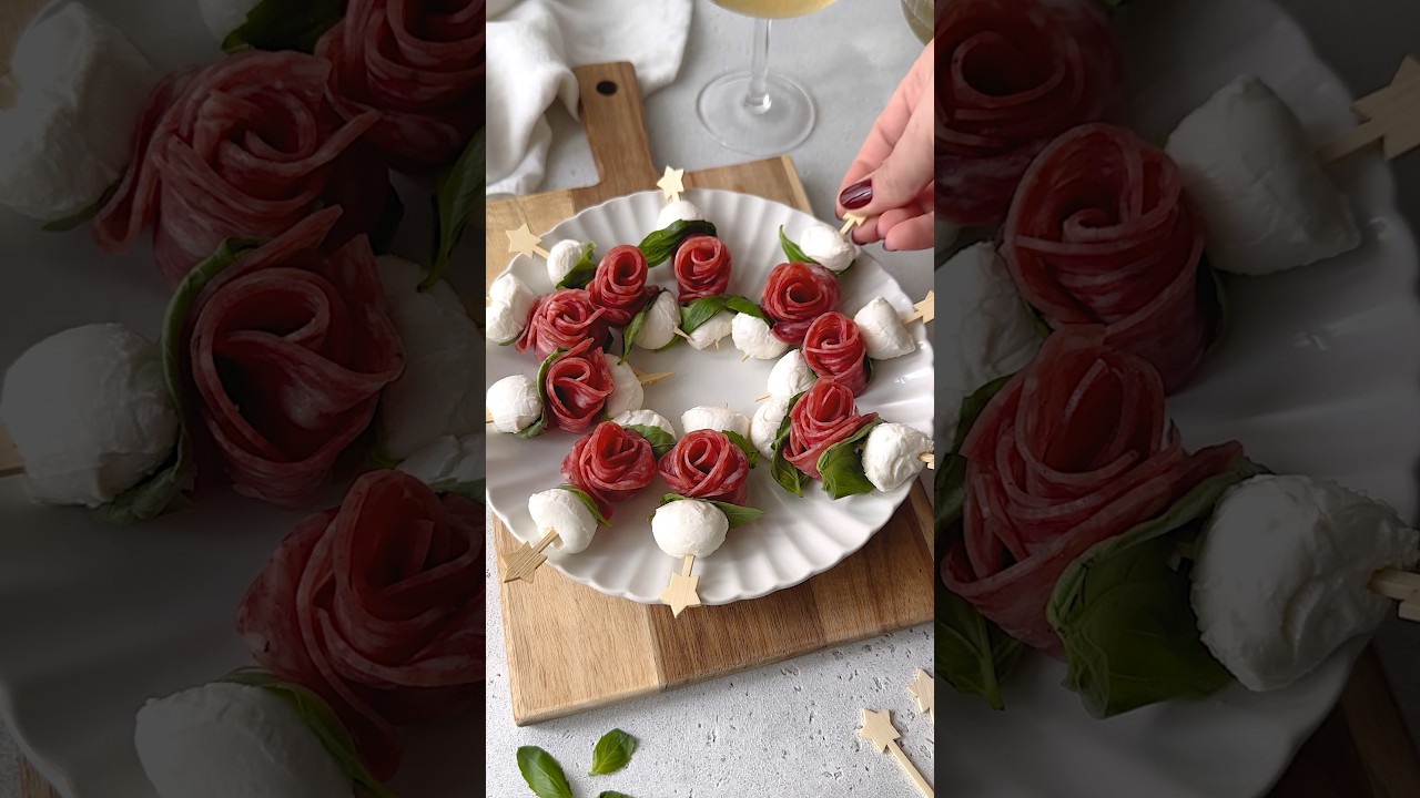 Salami roses on a skewer🌹 #appetizer #fingerfood #valentinesday