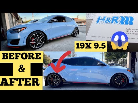 New Wheels and H&R springs installed on a Hyundai Veloster N