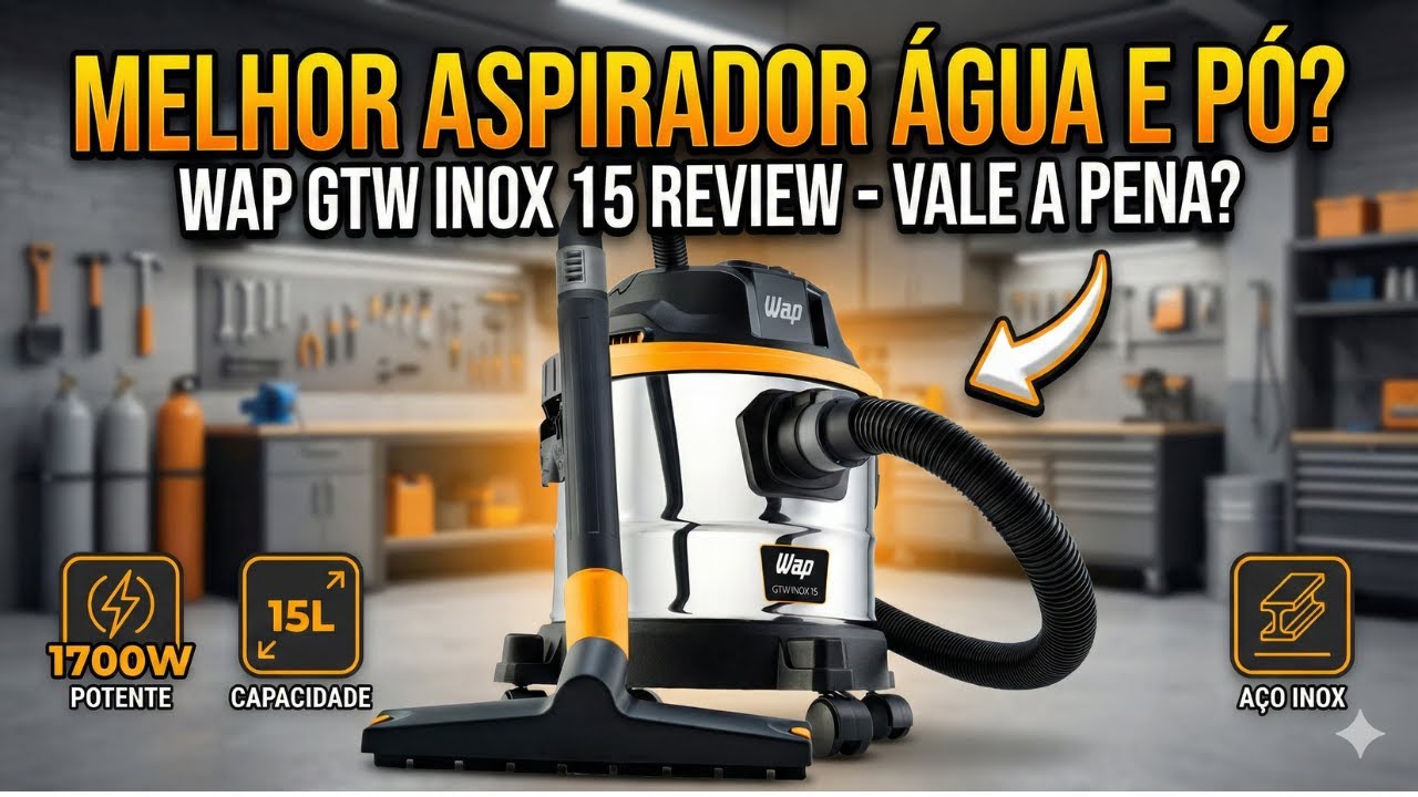 Miniatura da avaliação em vídeo de Aspirador de Pó e Água WAP GTW Inox 15 1700W