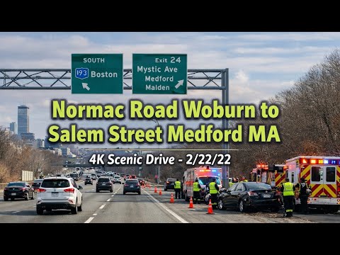 🚘 Normac Road Woburn to Salem Street Medford MA | 4K Scenic Drive  - 2/22/22