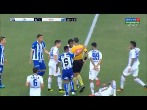 Csa x Avaí entrada violenta expulsão ( golpe de karatê)
