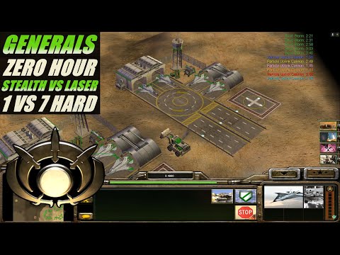C&C Generals Zero Hour 1 vs 7 Hard armies  GLA Stealth VS USA Laser ( Twilight Flame )