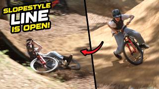 MY NEW MTB SLOPESTYLE LINE IS OPEN TO THE PUBLIC - HEAVY CRASHES!