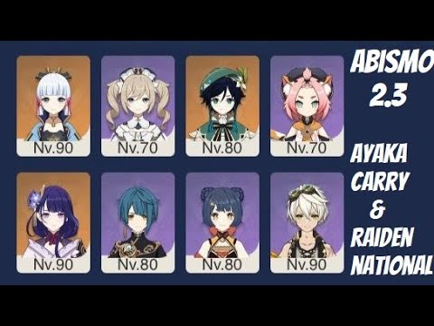Genshin Impact - Abismo 2.3 - Andar 12, 9 estrelas - Ayaka Hypercarry e Raiden National