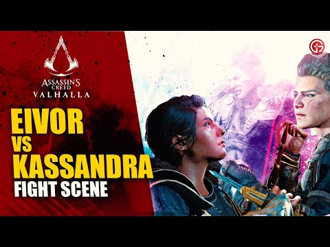 AC Valhalla & Odyssey Crossover :Both (Male & Female) Eivor  vs Kassandra Fight Scene New DLC Update
