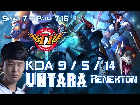 SKT T1 Untara RENEKTON vs CHO'GATH Top - Patch 7.16 KR Ranked