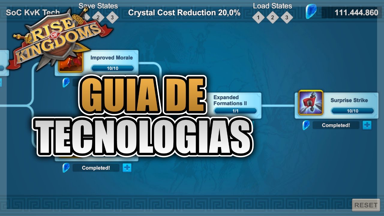 GUIA COMPLETO DAS TECNOLOGIAS DA TEMP. DE CONQUISTA [F2P/LOW SPENDER]  - RISE OF KINGDOMS